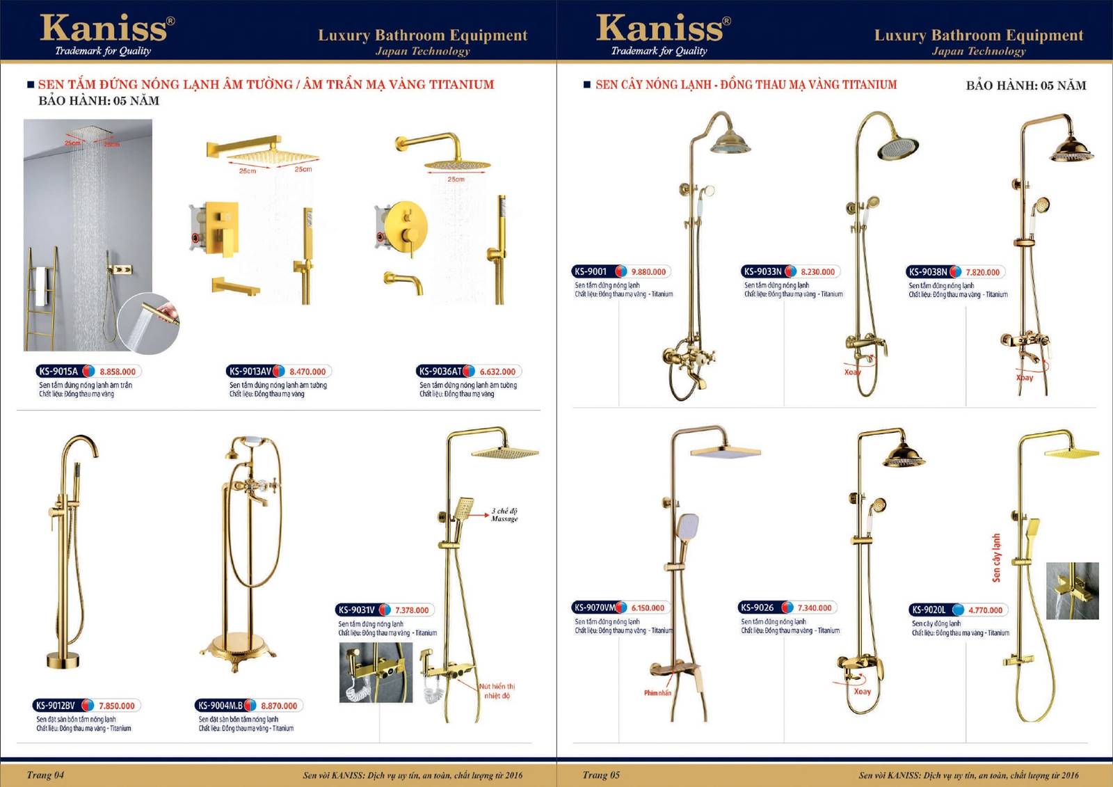Catalogue và Bảng giá Thiết bị vệ sinh KANISS mới nhất /Page 3